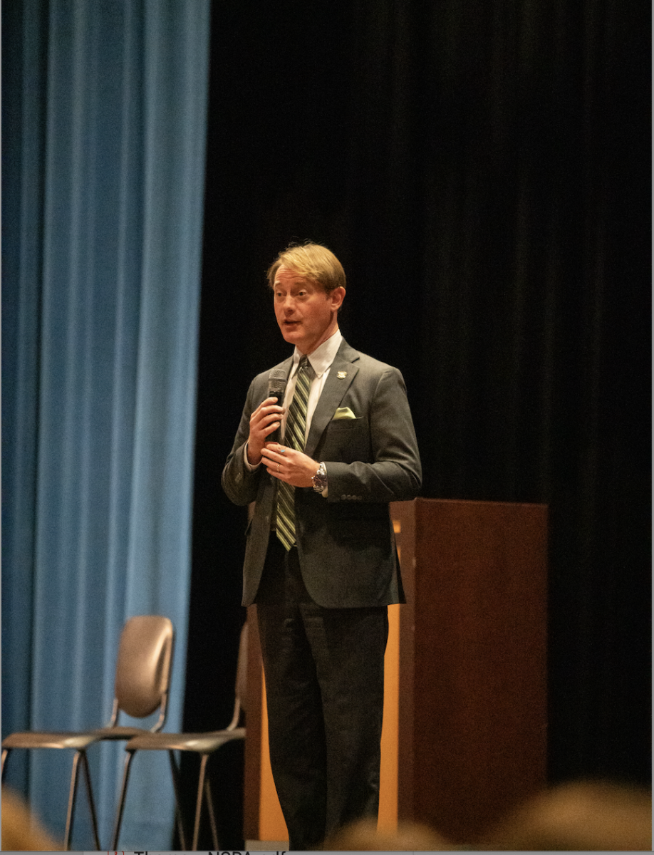 Kentucky Secretary of State Michael Adams visits Highlands High School on September 30 to speak civil engagement. 